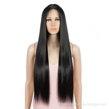 30 inches Ombre Long Straight Synthetic Lace Wig Heat Resistance Middle Part High Temperature Fiber Synthetic Lace Wigs